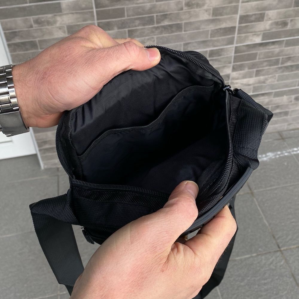 Мужская сумка через плечо барсетка прочная черная