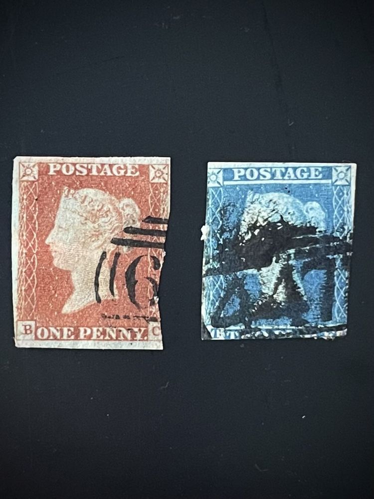 Марка редкая Red Penny и Blue Penny 1841 (183 года)