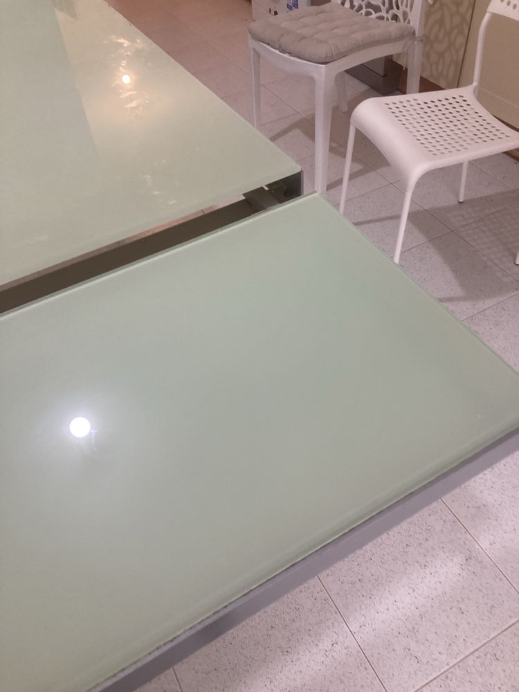 Mesa extensível de vidro pes metalicos