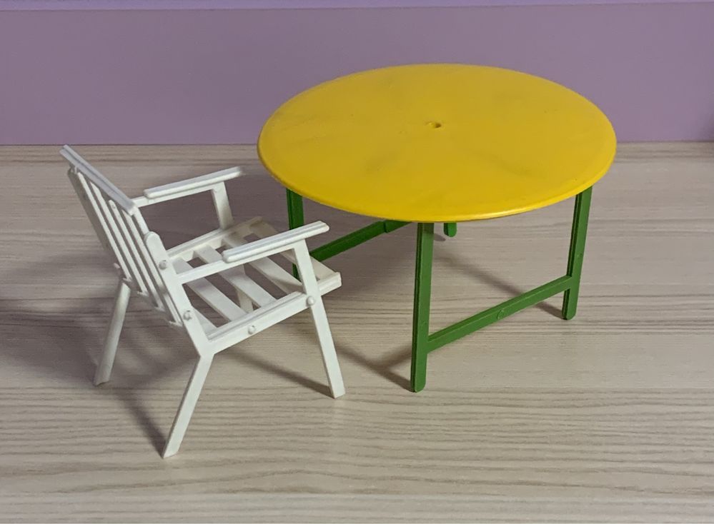 Stół plus krzesło dla lalki pluszaka zestaw zabawka PRL Unikat Vintage