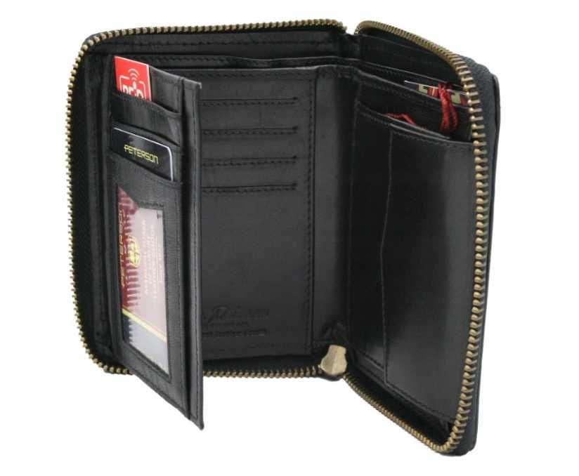 Peterson portfel skóra naturalna czarny PTN 340.01-2084 BLAC ttst815