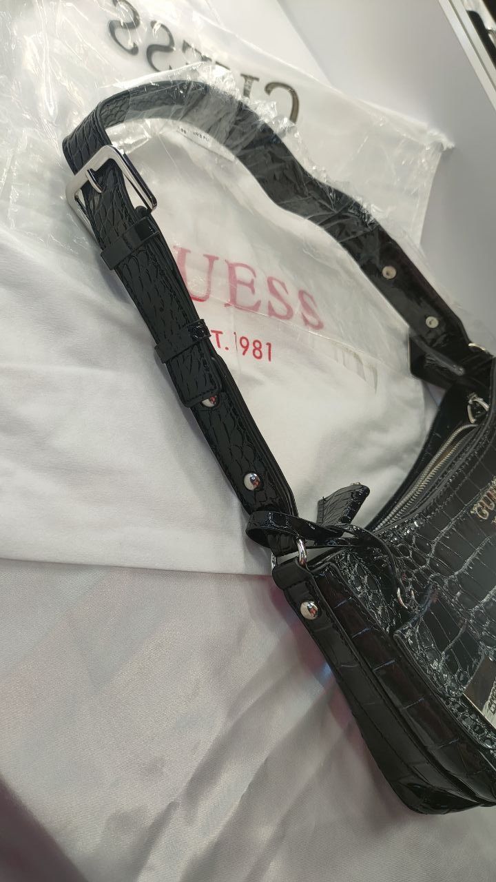 Сумка Guess  багет. Сумка гуес в стилі crocodile
