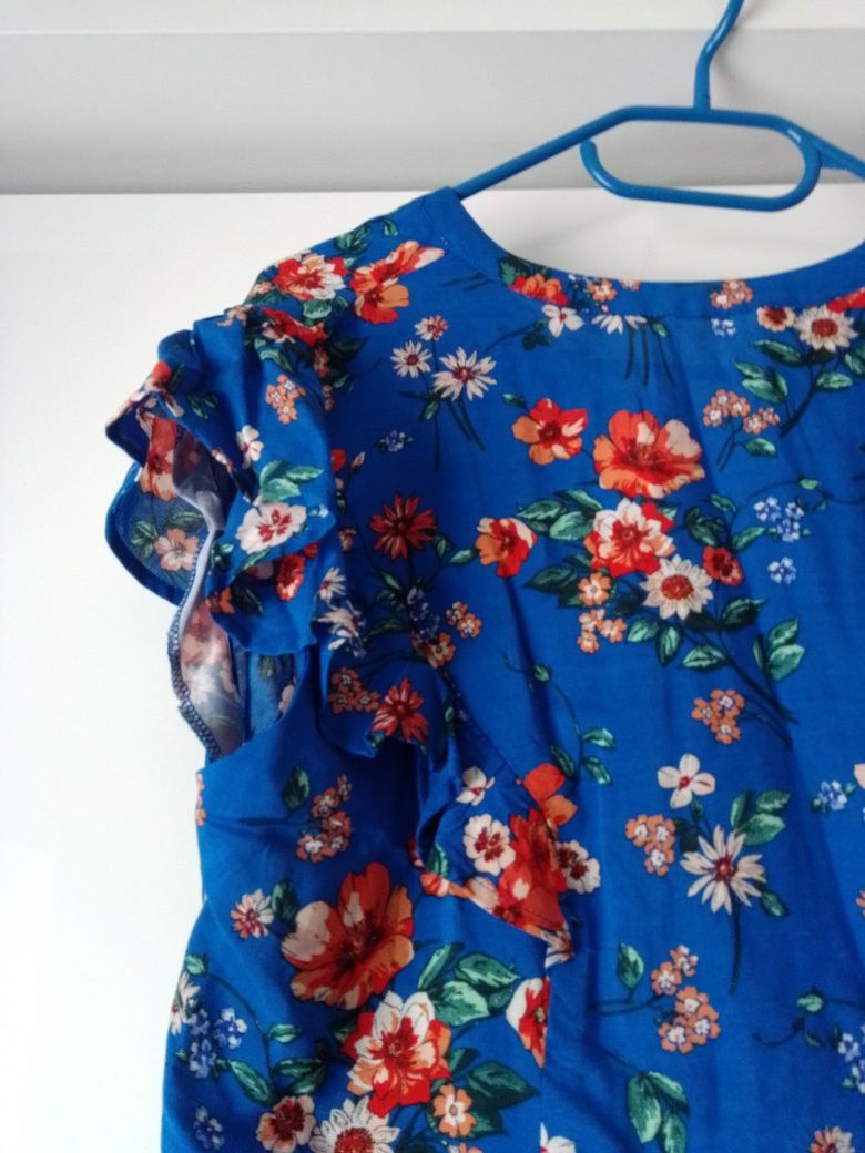 Niebieska bluzka w kwiatki Orsay