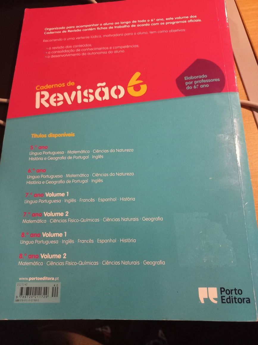 Preparação para a prova final Matemática  e caderno de revisão 6ºAno