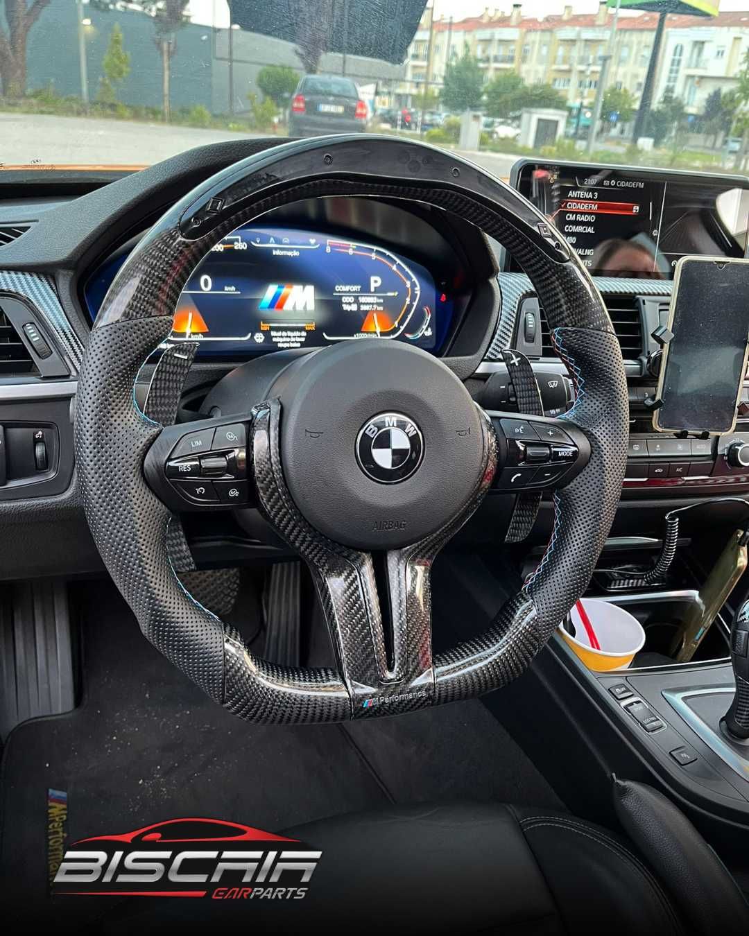 Volante BMW Full Carbono LED  SERIE 1 2 3 4 5 6 7 X1 GT E90
