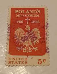 Znaczek Poland's Millennium 966r.-1966r. United States 5c
