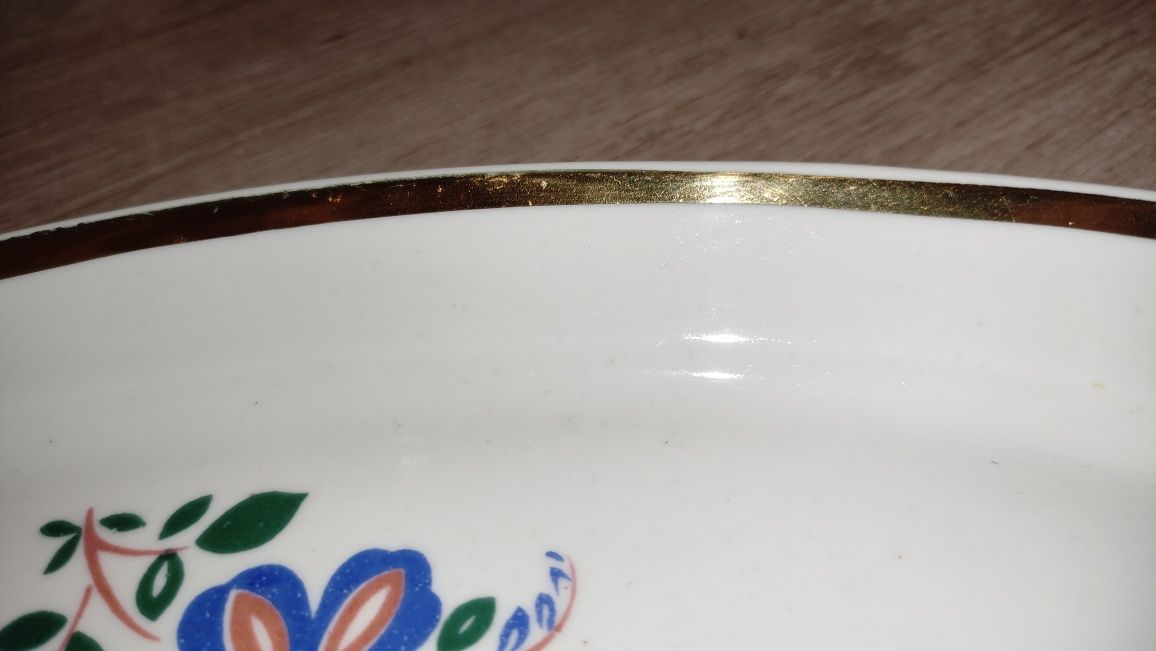 Овальное блюдо Дулёвский фарфор Селедочница позолота посуда тарелка