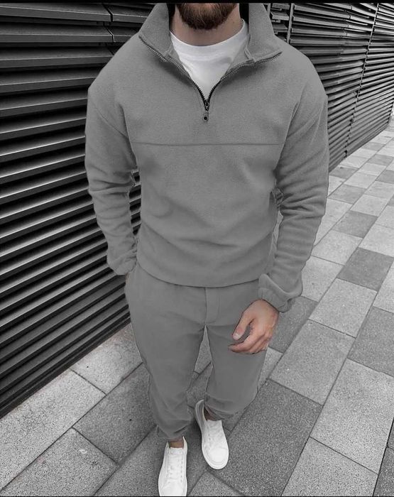 Зимний спортивный костюм мужской плюшевый As толстовка штаны на флисе