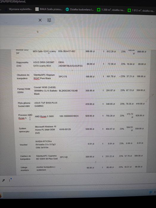 Sprzedam PC z monitorem msi klawiaturą mechaniczną i myszką