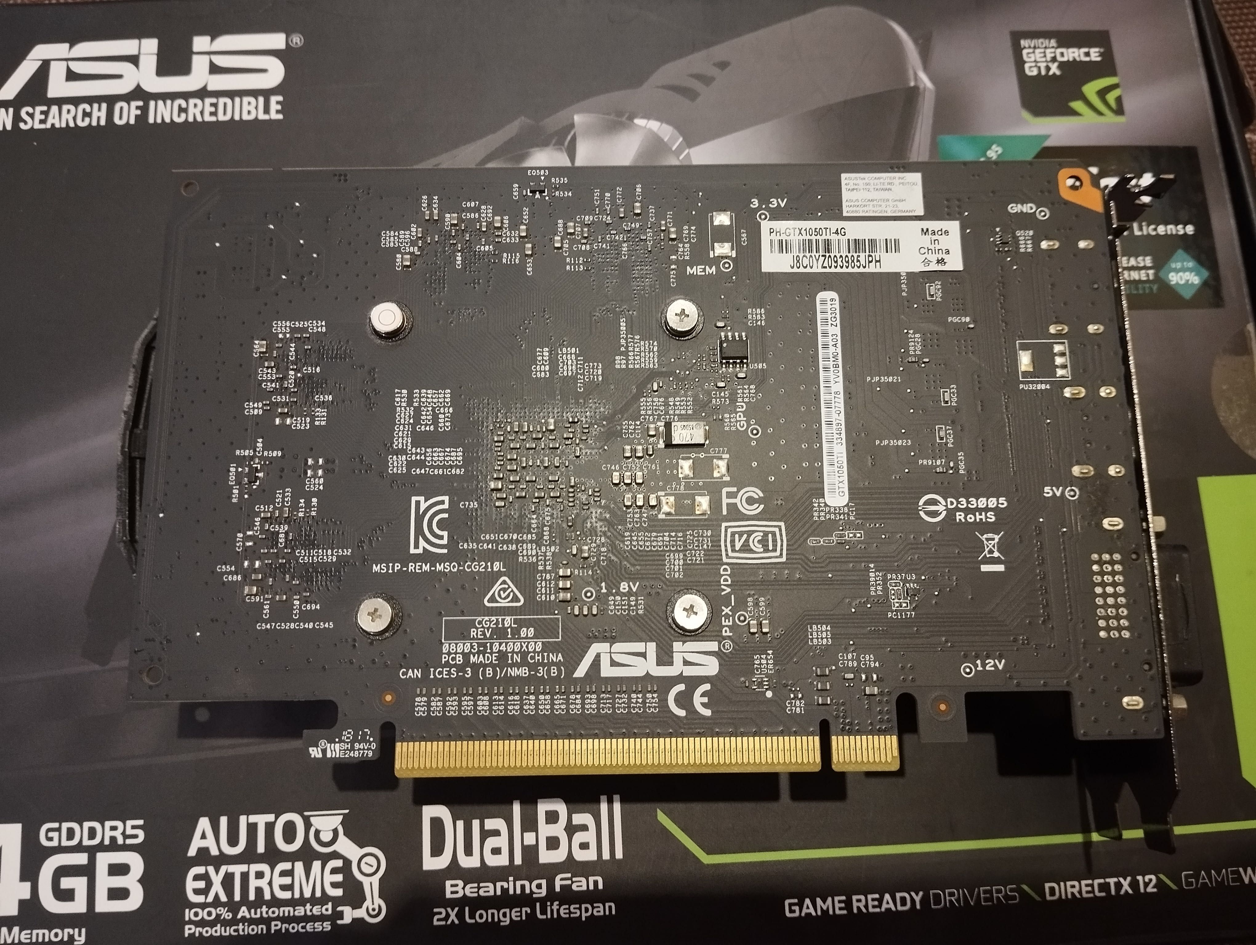 Відеокарта Asus Geforce Nvidia GTX 1050 Ti бв