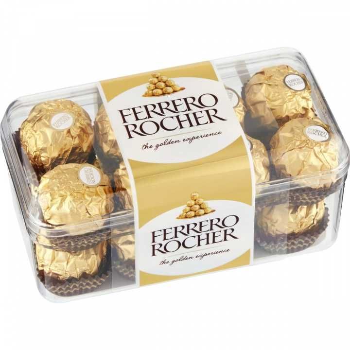 Цукерки Ferrero Rocher, шоколадні з фундуком, 200 г. (16 цукерок)