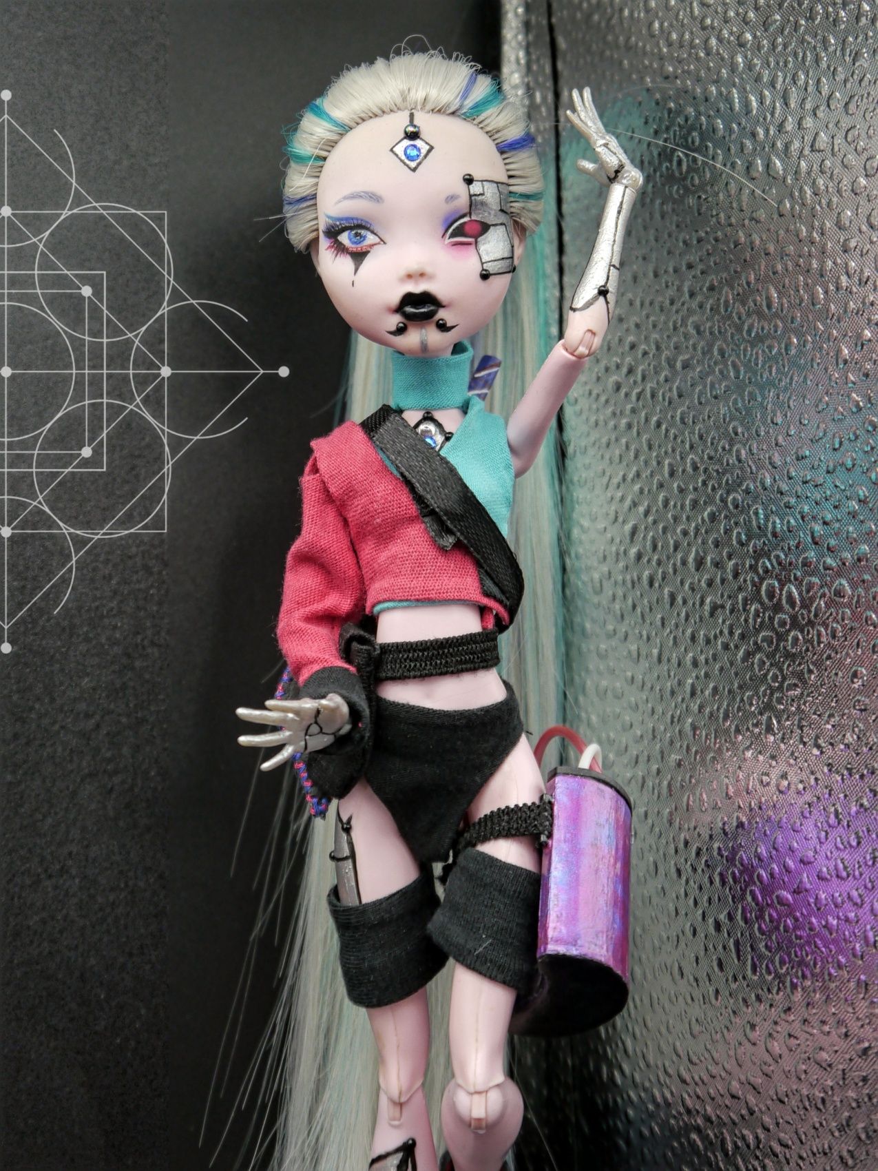 Lalka Monster High OOAK custom cyberpunk