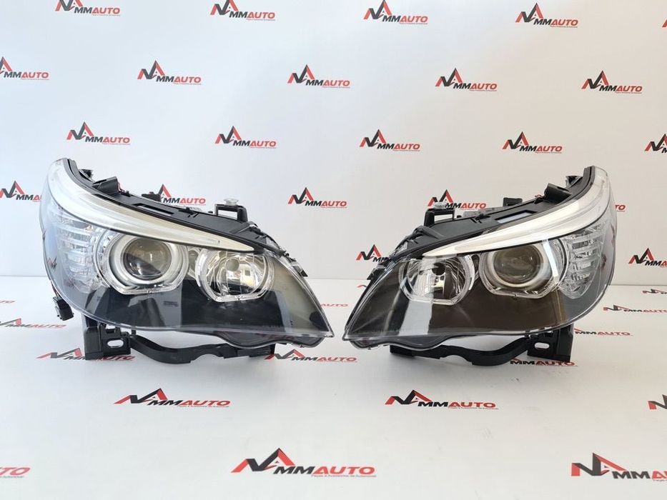 Faróis Angel Eyes BMW E60 E61 Fundo Preto