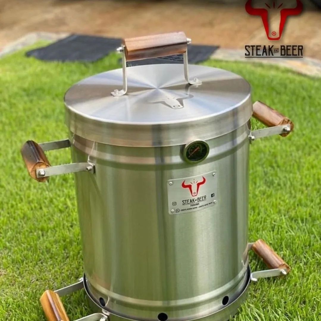 Barril churrasqueira grelhador BBQ smoker aço inox 304 sem fumo