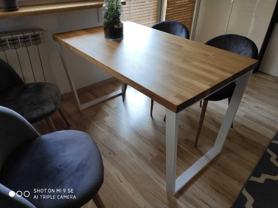 Stół drewniany dębowy 120x80x3 loft metalowe salon dąb