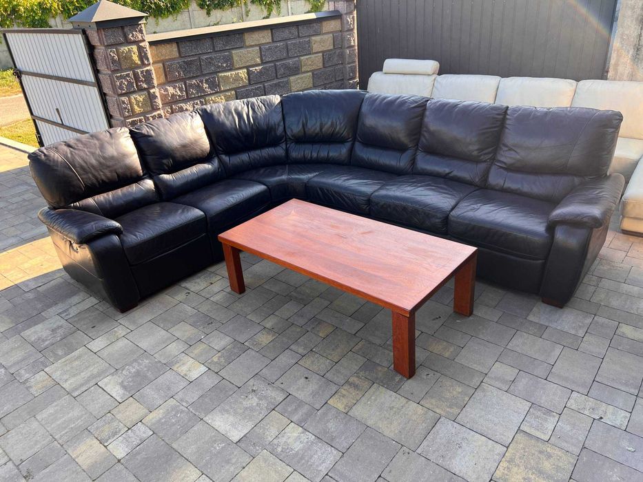 Шкіряний куток П-подібний , диван , Великий або довгий кожаний угол