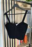Nowy crop top mohito czarny elastyczny prążek serce