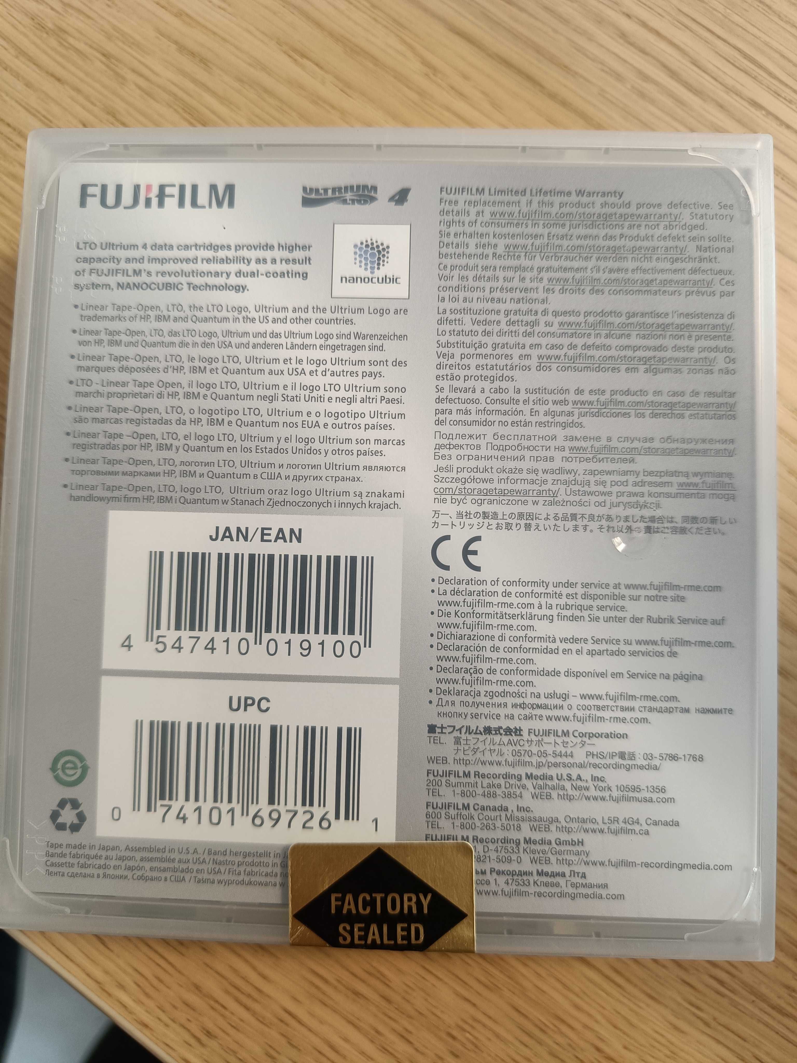 Kartridż LTO ULTRIUM 4 taśmowy 800 GB 1,6 TB FujiFilm