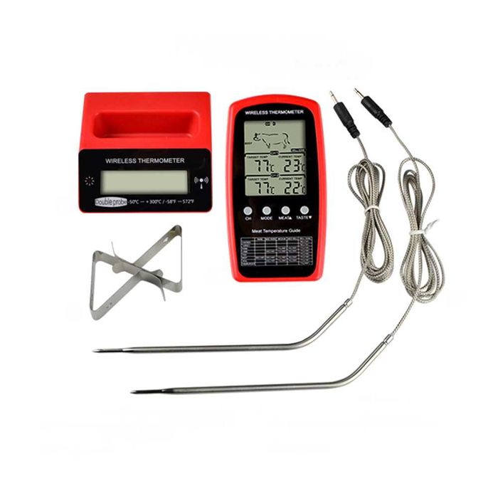 Кухонный кулинарный термометр для мяса с 2 выносными щупами и сигналом