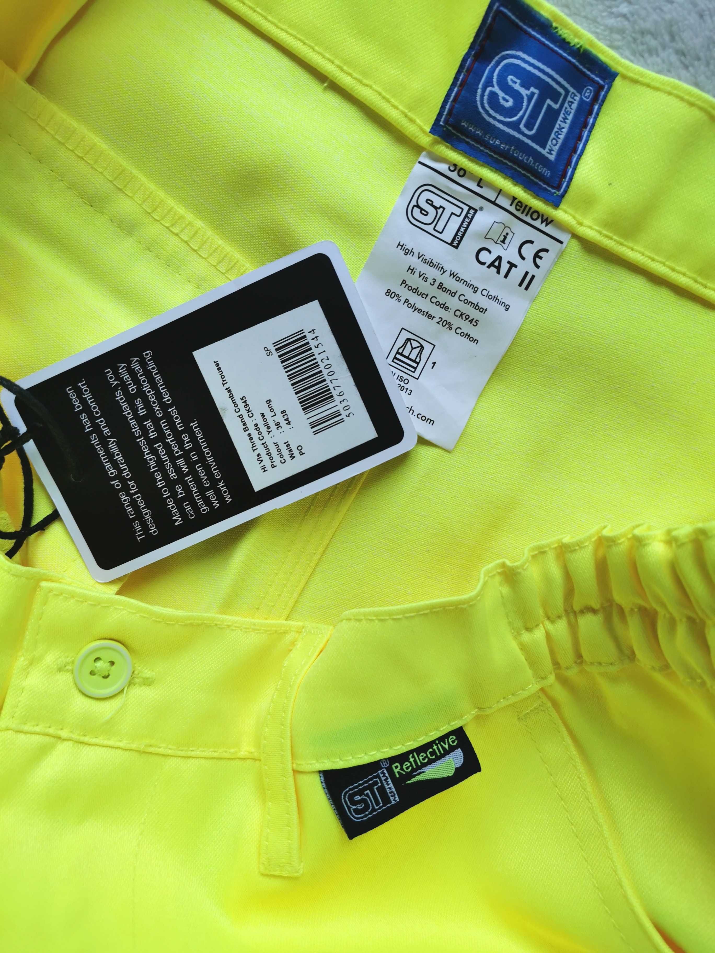 Nowe spodnie Workwear robocze neonowe