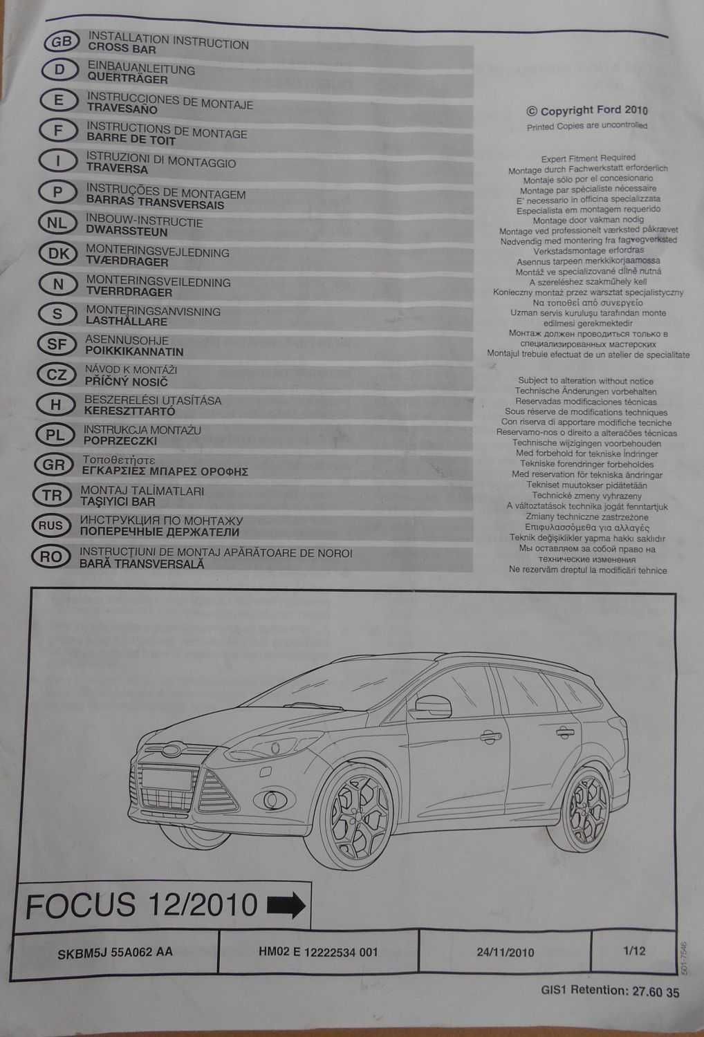 bagaznik oryginalny na relingi Ford Focus mk3 OE