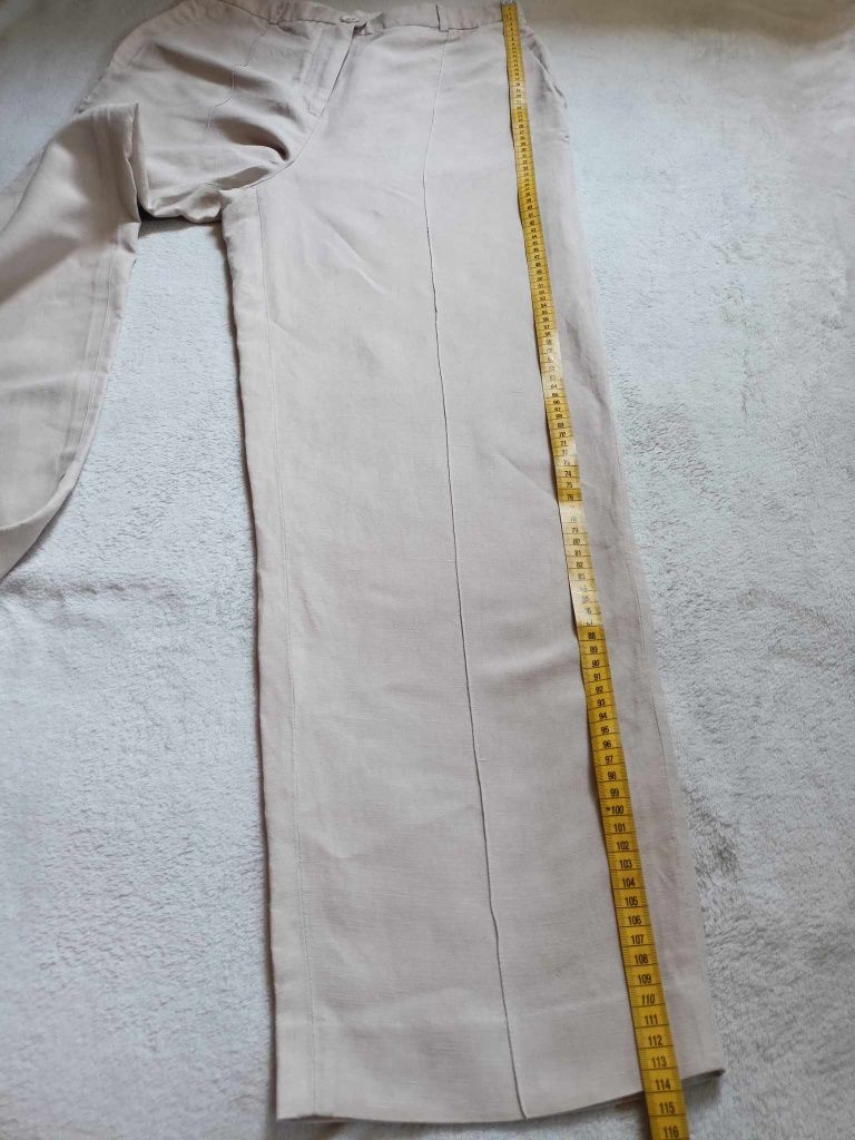 Spodnie len+ jedwab H&M Wysoki stan