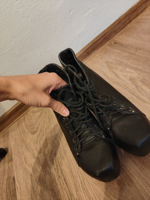 Skórzane botki na szpilce czarne Lity do tańca high heels pole dance