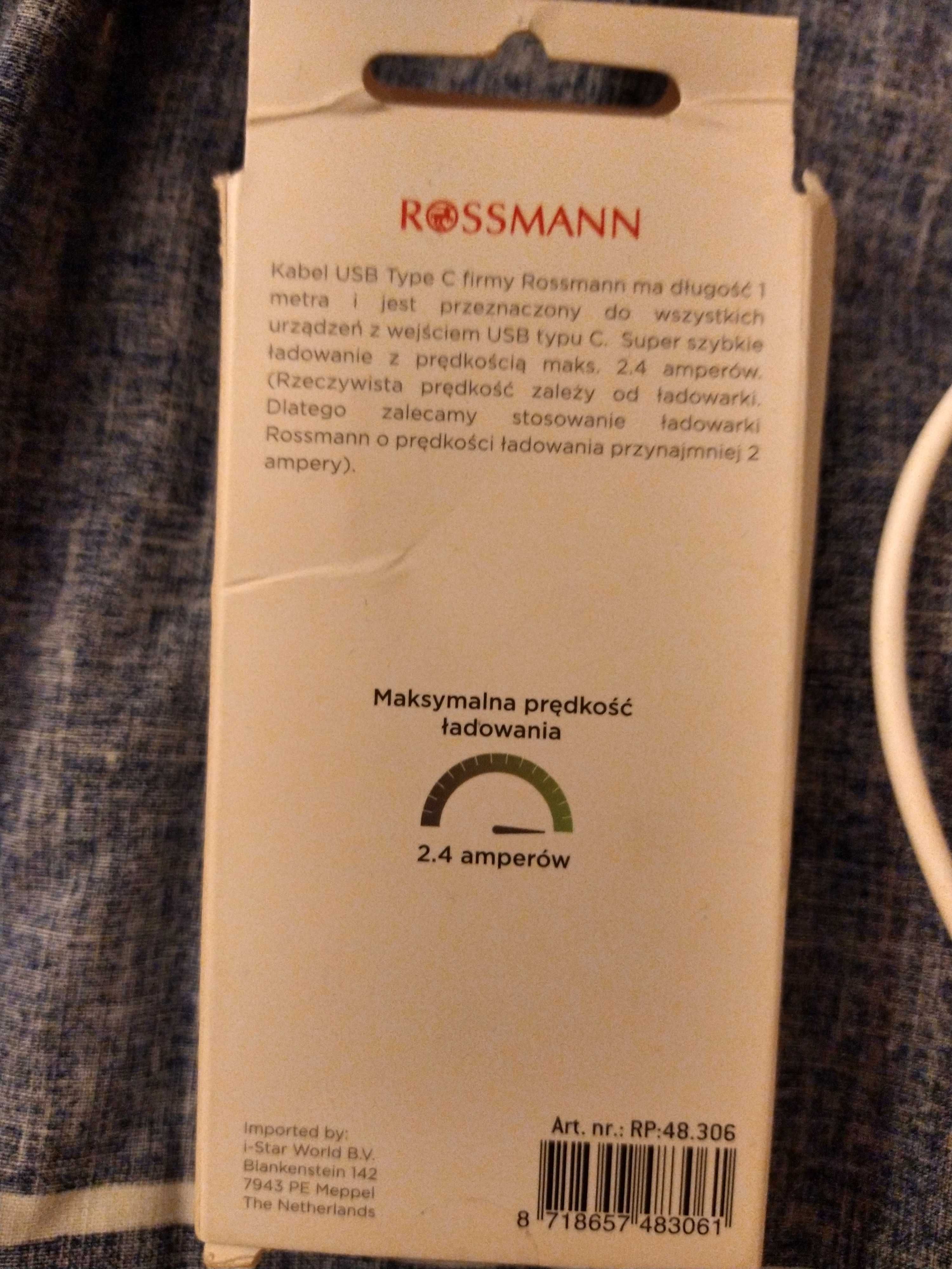 Kabel USB typu C firmy Rossmann dl 1 m