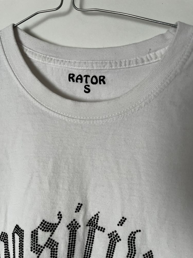 biała bluzka t-shirt z diamencikami crystal Rator Positive