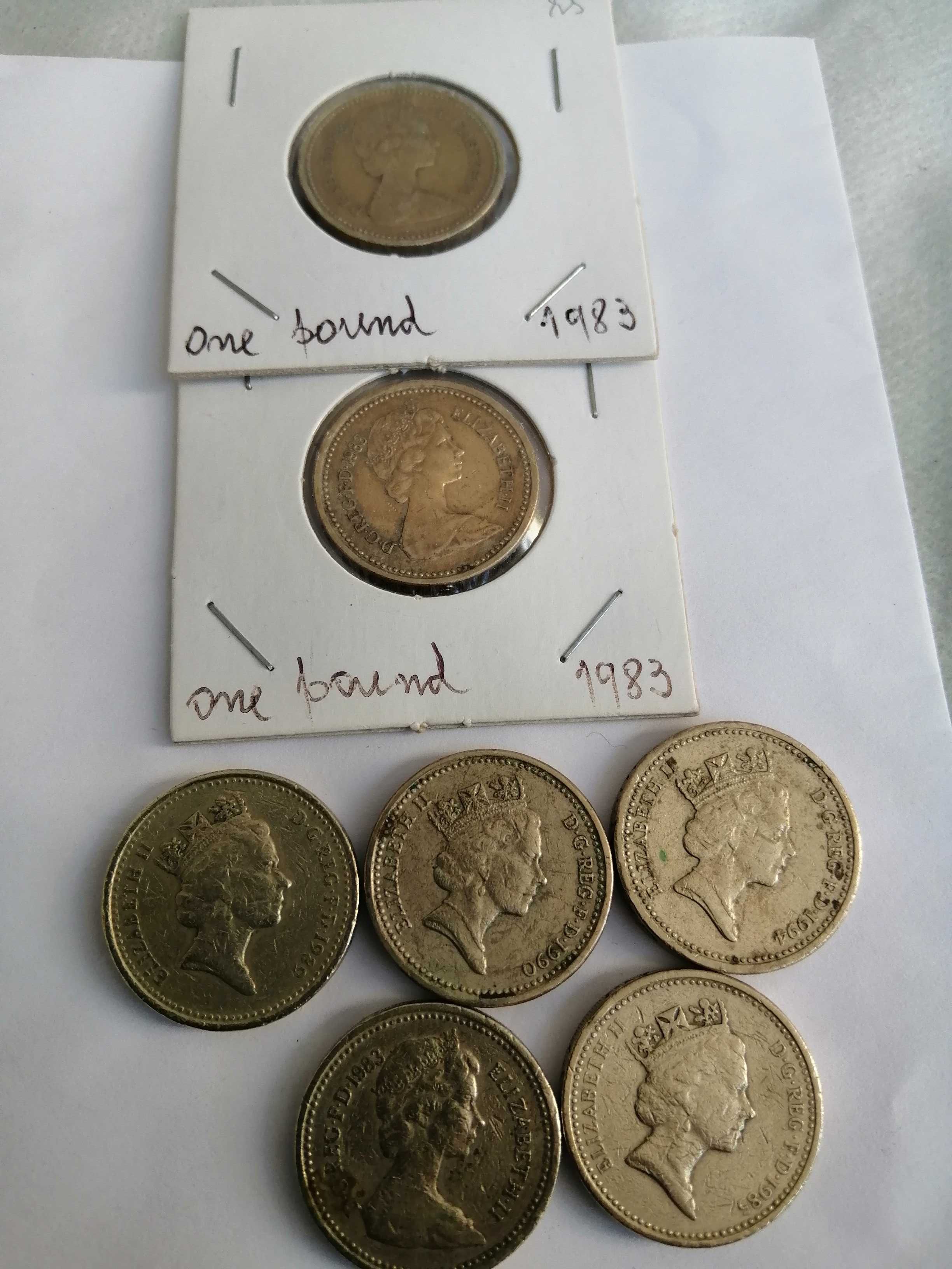 7 moedas de one pound "libra" Inglesa.