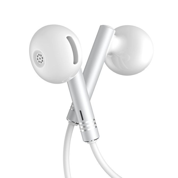 Przewodowe słuchawki Joyroom Wired Series metalowe - srebrno-białe