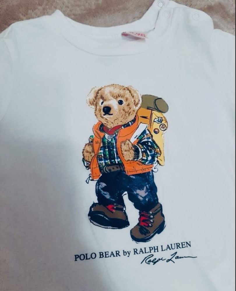 Детская футболка и рубашка Polo Ralph Lauren. 9 месяцев, с мишкой