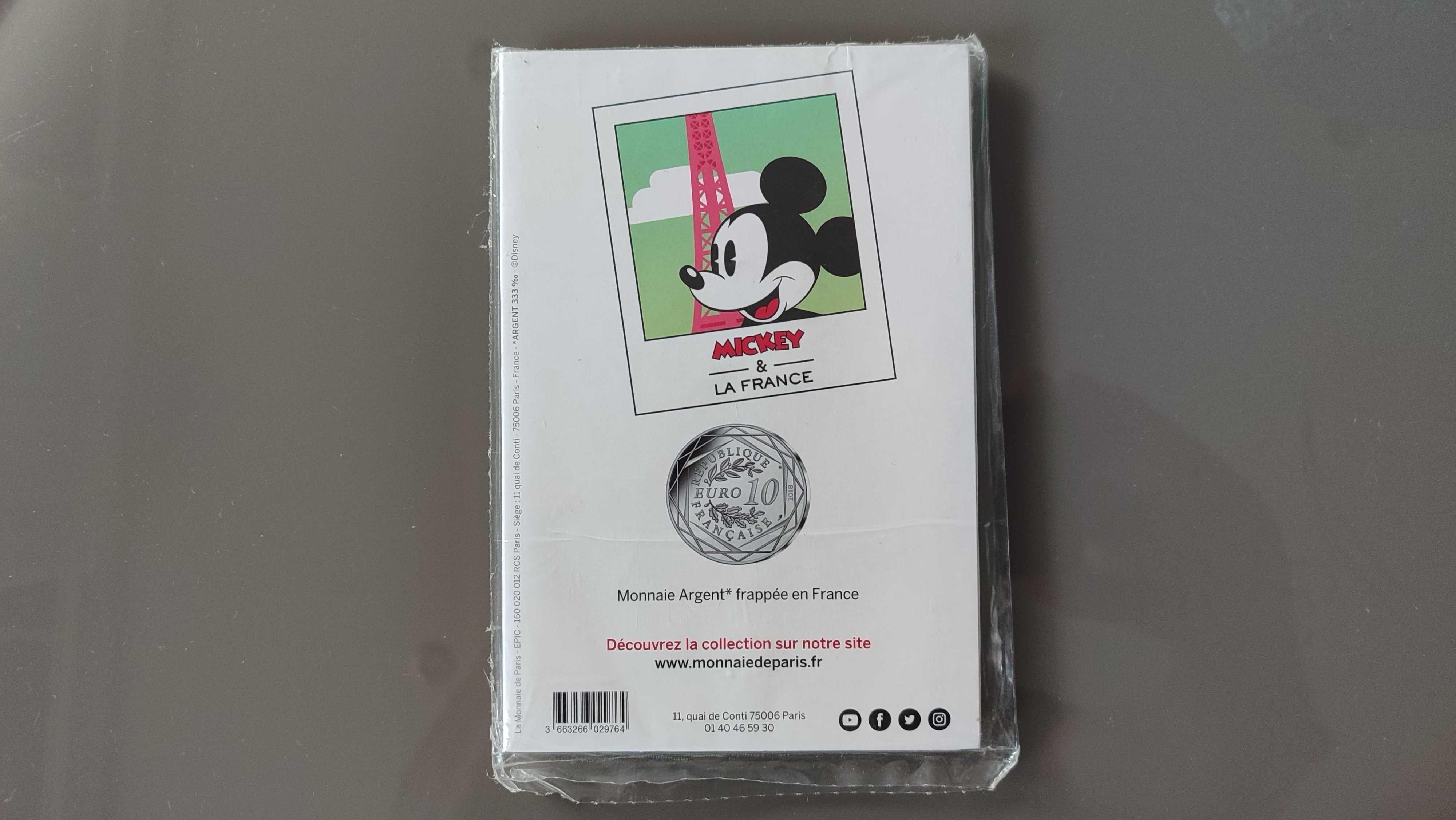 Moeda de prata "Mickey aux pieds de la Dame de Fer" (França, 2018)