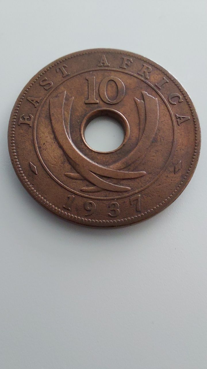 1937 East Africa ten Cents - Georgivs VI moneta numizmatyka