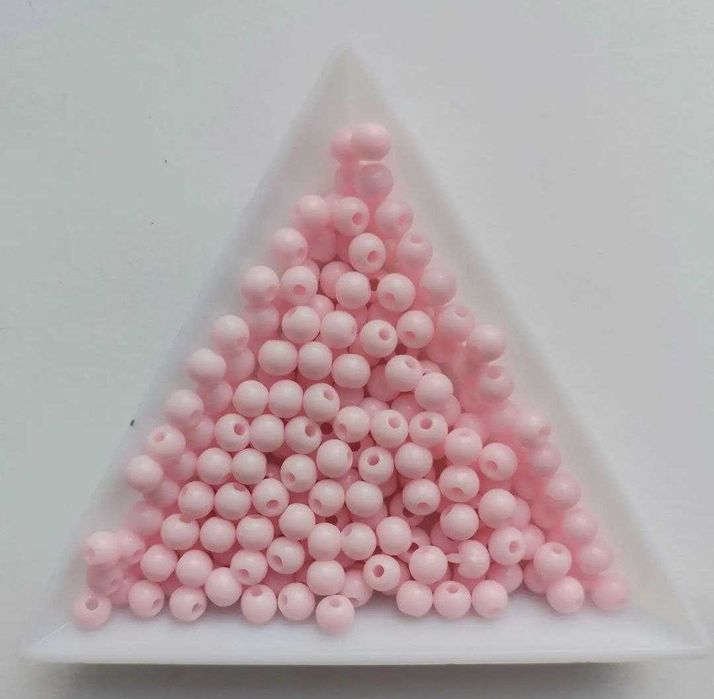 намистини 4 мм рожеві/чорні для рукоділля