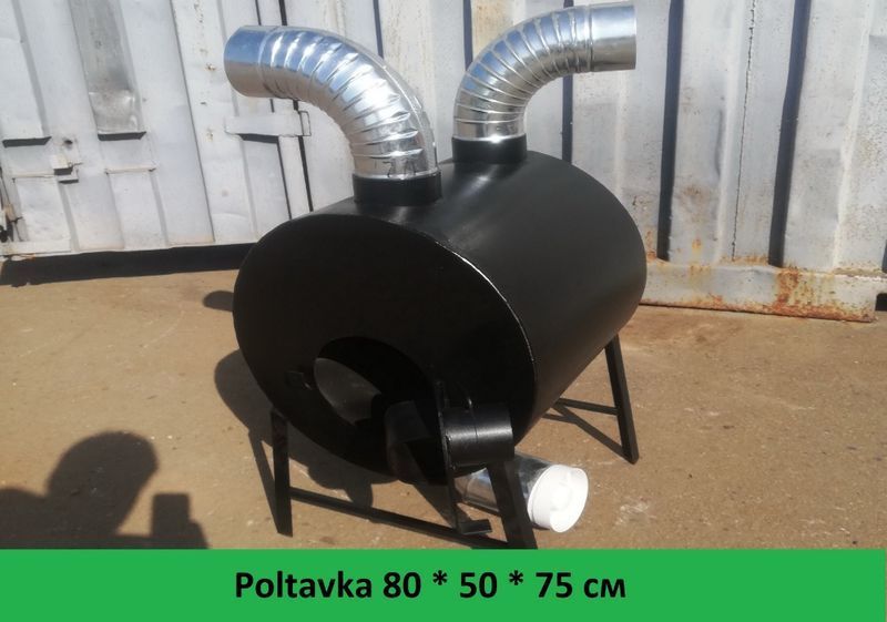 5 мм! 10 кВт! C ОБДУВОМ! Печка Буржуйка Булерьян Poltavka 80*50*75см