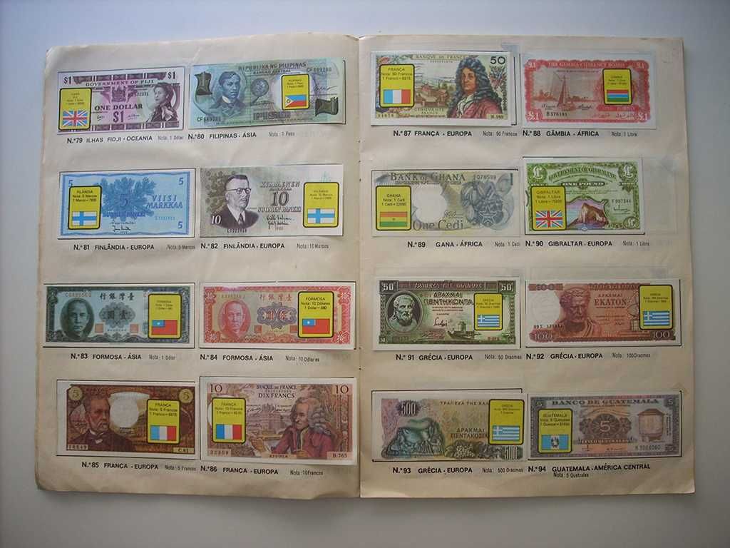 Caderneta Cromos História Dinheiro Português; Notas Banco Mundo