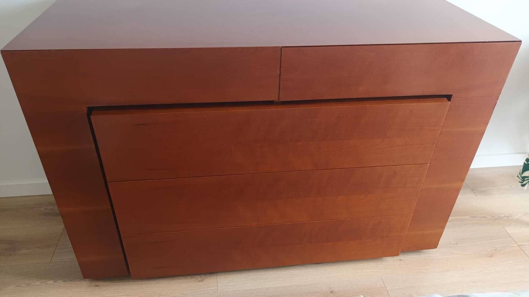 Comoda em cerejeira maciça e Wengue + mesa de cabeceira