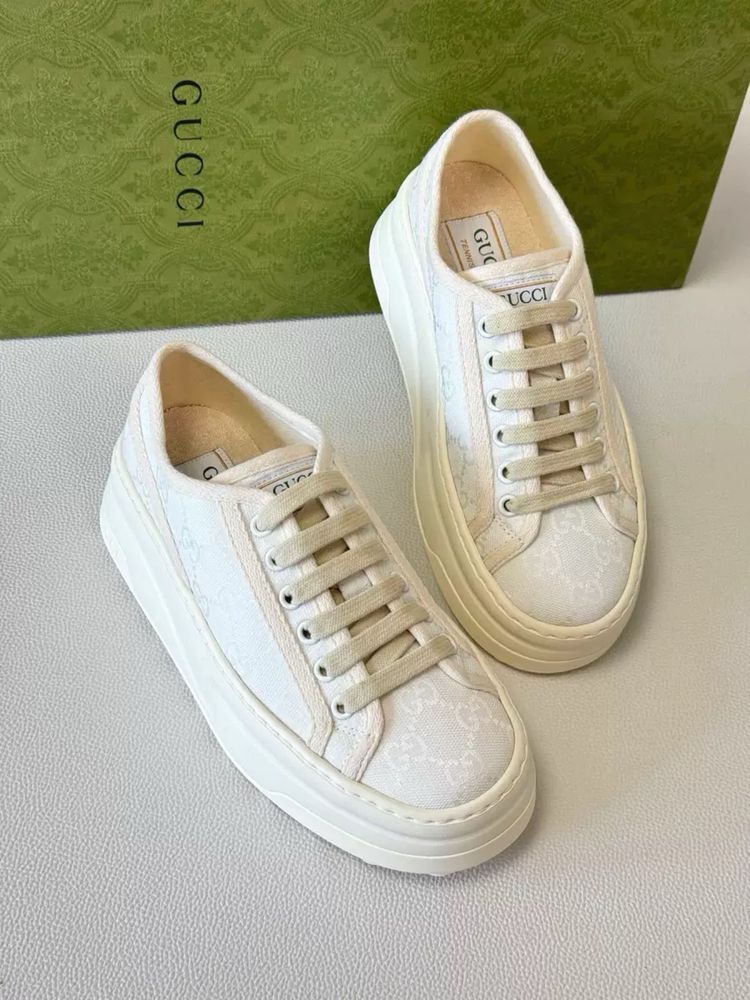 Кроссовки Gucci кеды белые 25,0 см стелька