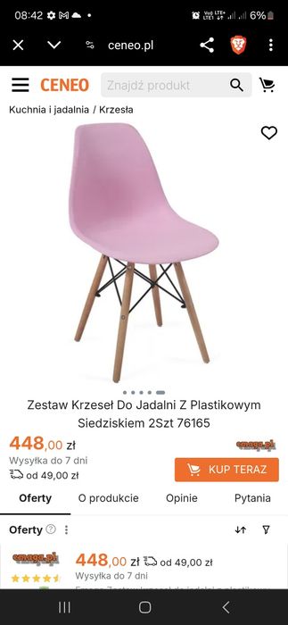 Zestaw 4 nowoczesnych  krzeseł  do jadalni różowe bukowe