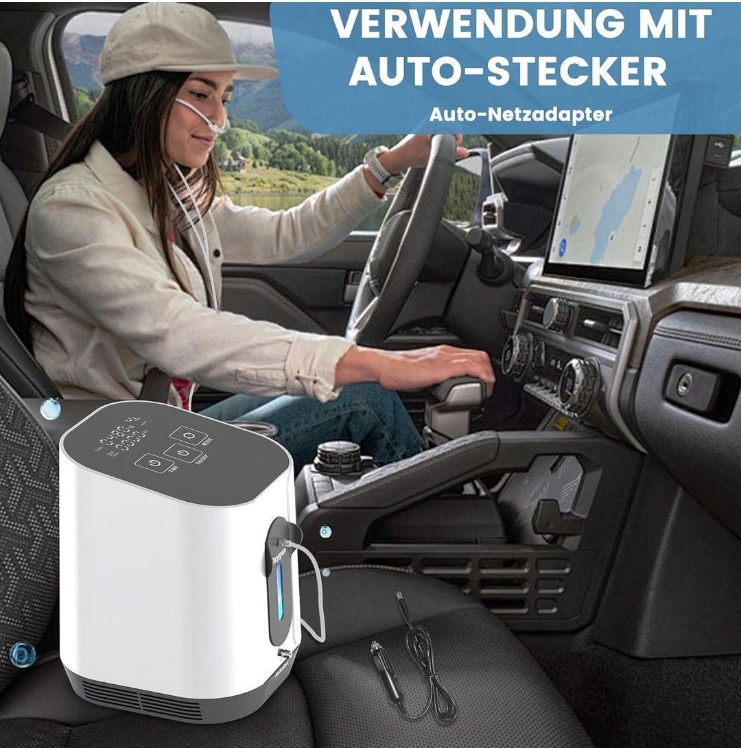 Nowy przenośny koncentrator tlenu 1–4L/min, 90%, auto/DOM