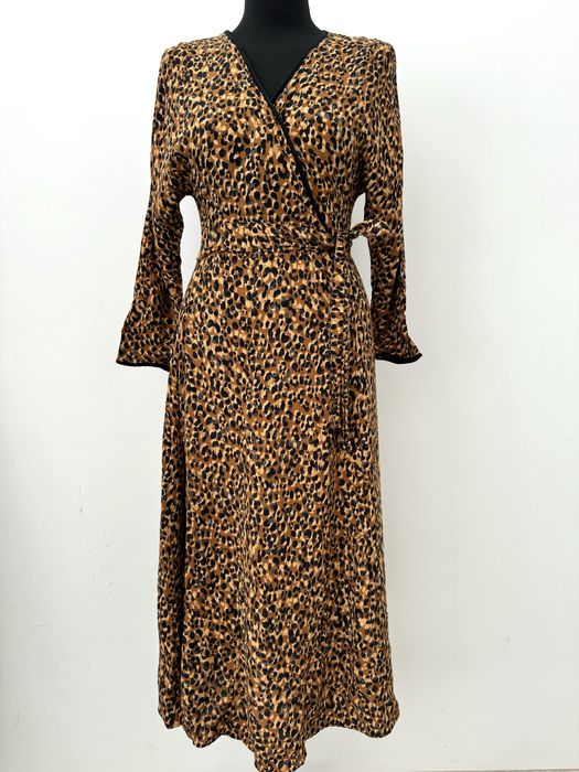 ZARA sukienka midi Panterka Wiskoza