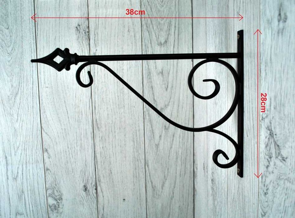 Wieszak Hak Uchwyt metalowy kuty na doniczkę - Czarny RAL 9005 (W02)