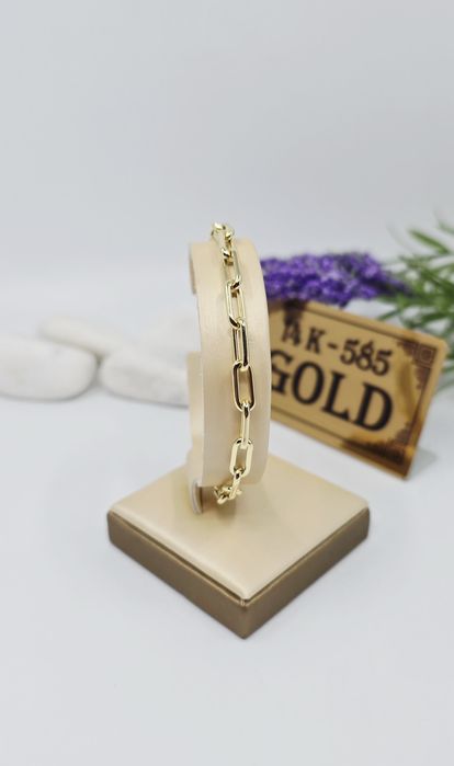 Złota bransoletka splot ankier duże ogniwa próba 585 14k