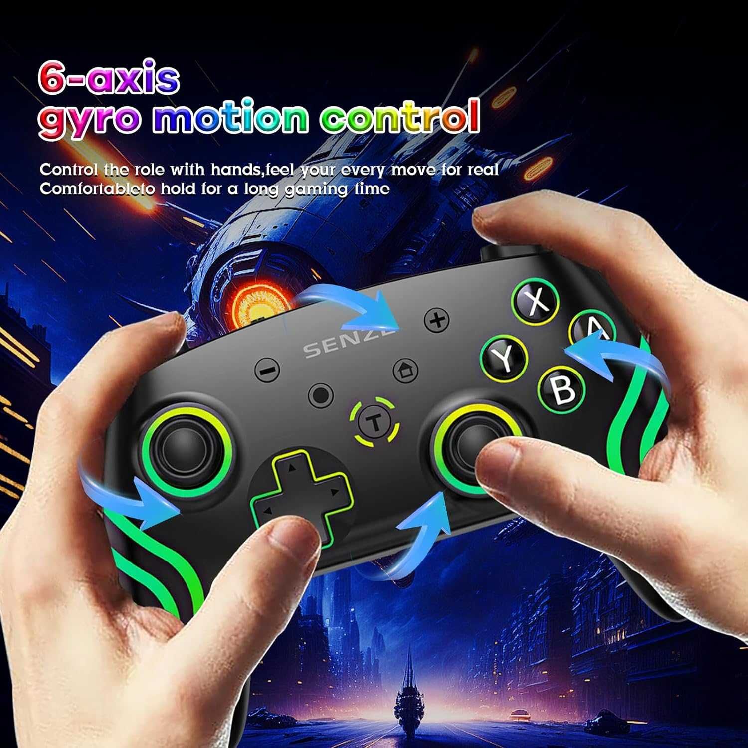 Pad bezprzewodowy uniwersalni do konsoli i PC Switch czarny RGB