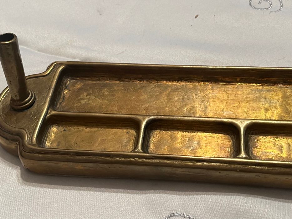 Vintage pen holder desk set made of brass.