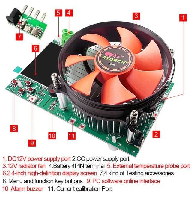 Testador Capacidade todo o tipo Baterias carga 150W