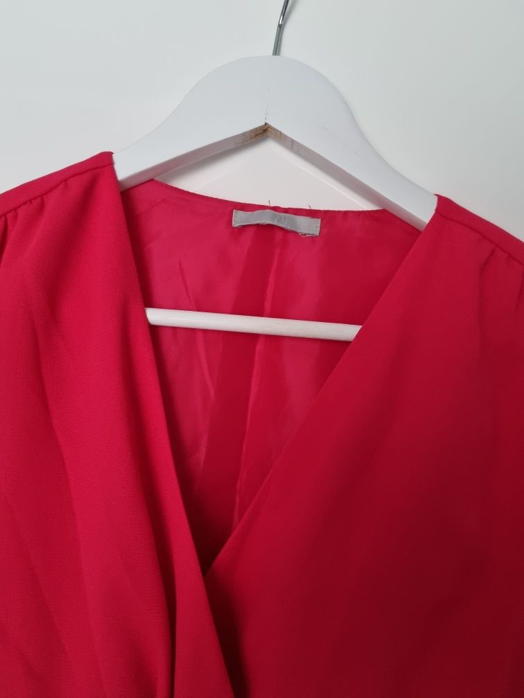 Sukienka czerwona  kopertowa H&M rozmiar M