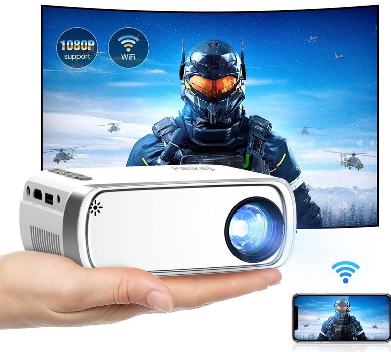 Pankaji Projektor WiFi, mini rzutnik Full HD 1080p