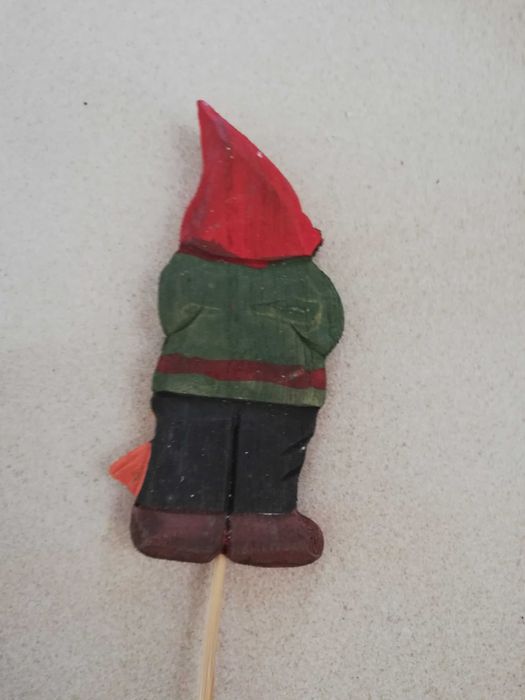 Krasnoludek na patyku zestaw 5szt drewniana ozdoba do doniczki ogrodu